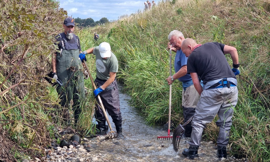 Billed, Frivillige Etablerer En Flot Gydebanke