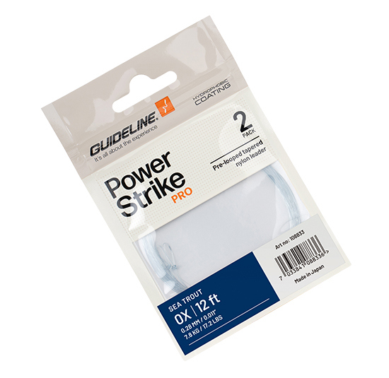 Grej 0013 Guideline Power Strike PRO Tapered Nylon Leader Seatrout 12Ft 0X